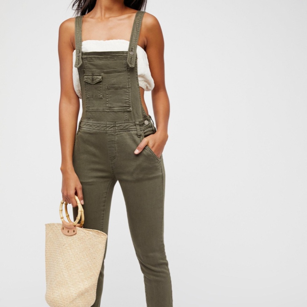 Free People Washed Denim Overalls